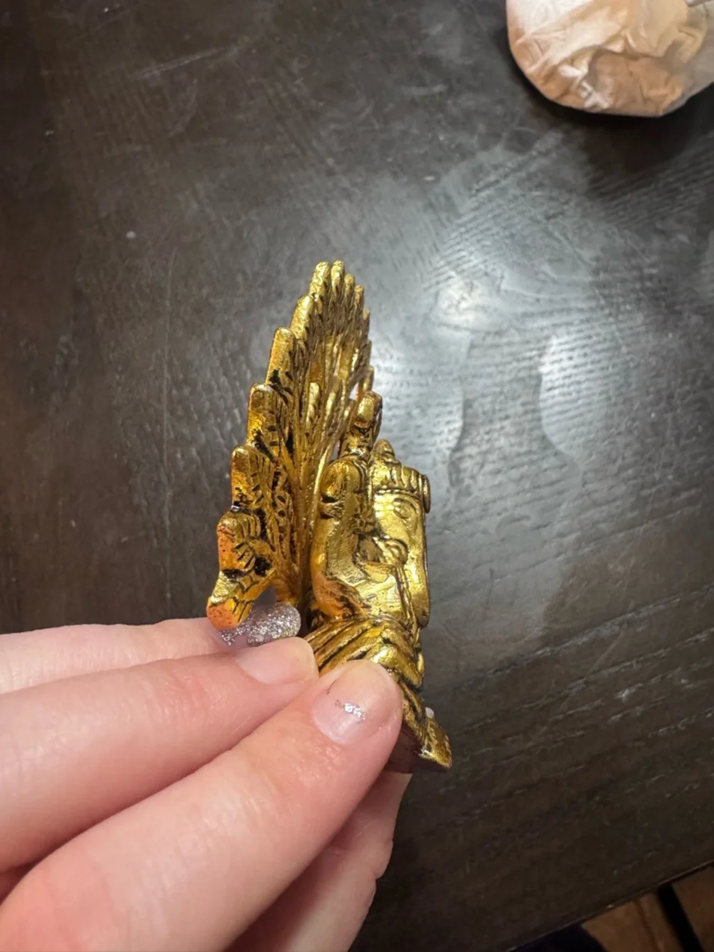 Gold Ganesha Standing Statue Accent - Decorative Hindu Deity Sculpture Small